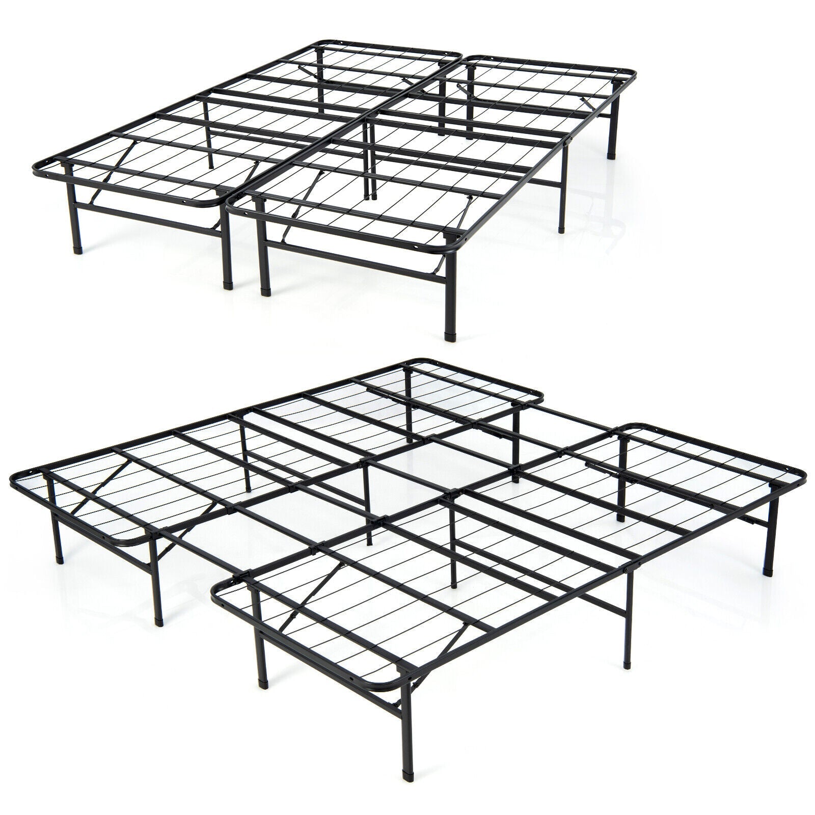 Full/King Size Folding Steel Platform Bed Frame for Kids and Adults