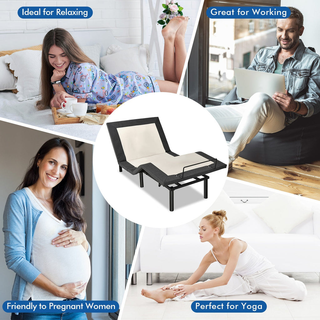 Queen Size Adjustable Bed Base Electric Bed Frame with Massage Modes