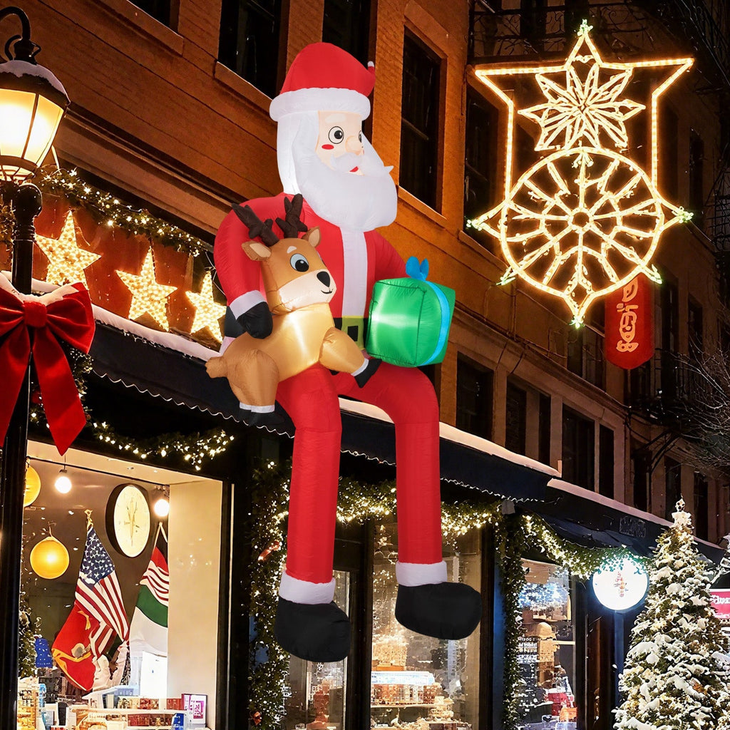 9.5 Feet Christmas Inflatable Santa Outdoor Decoratio with Built-in LED Lights