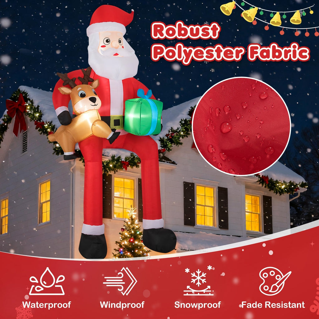 9.5 Feet Christmas Inflatable Santa Outdoor Decoratio with Built-in LED Lights