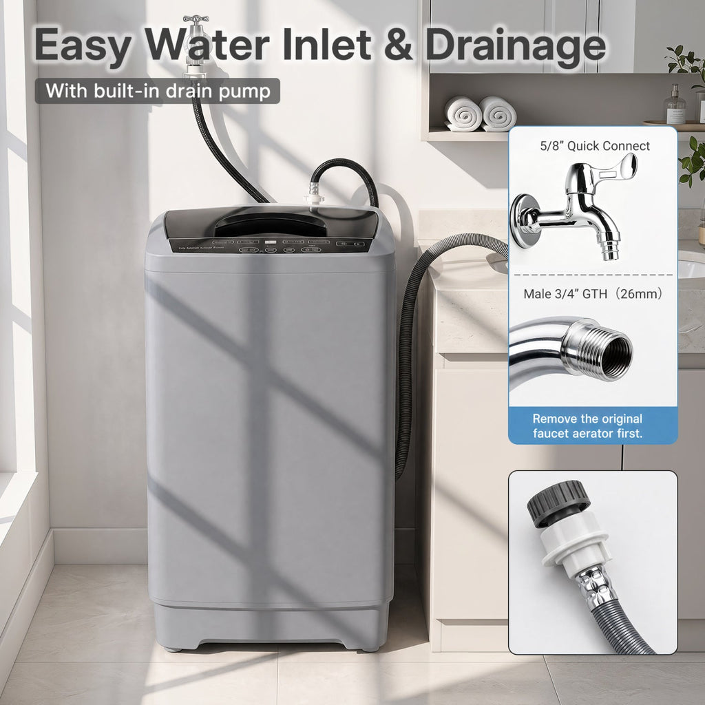 9.93 lbs Full Automatic Washing Machine with 8 Programs