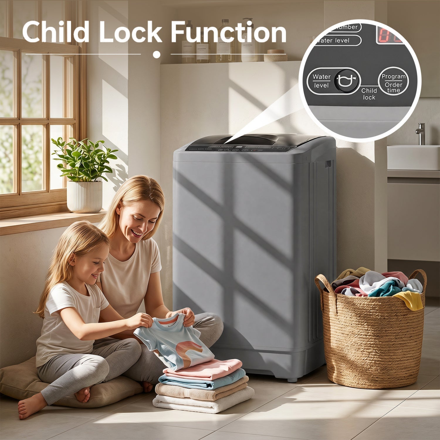 9.93 lbs Full Automatic Washing Machine with 8 Programs