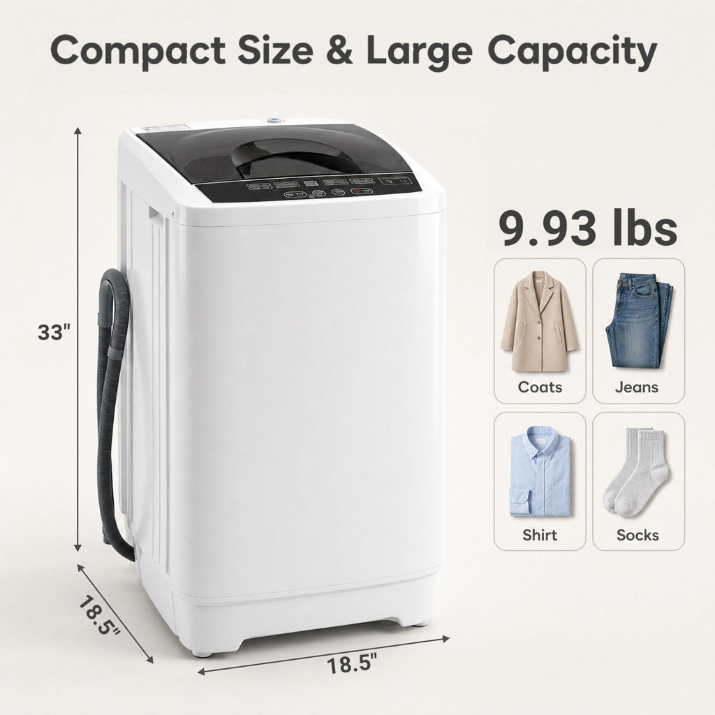 9.93 lbs Full Automatic Washing Machine with 8 Programs