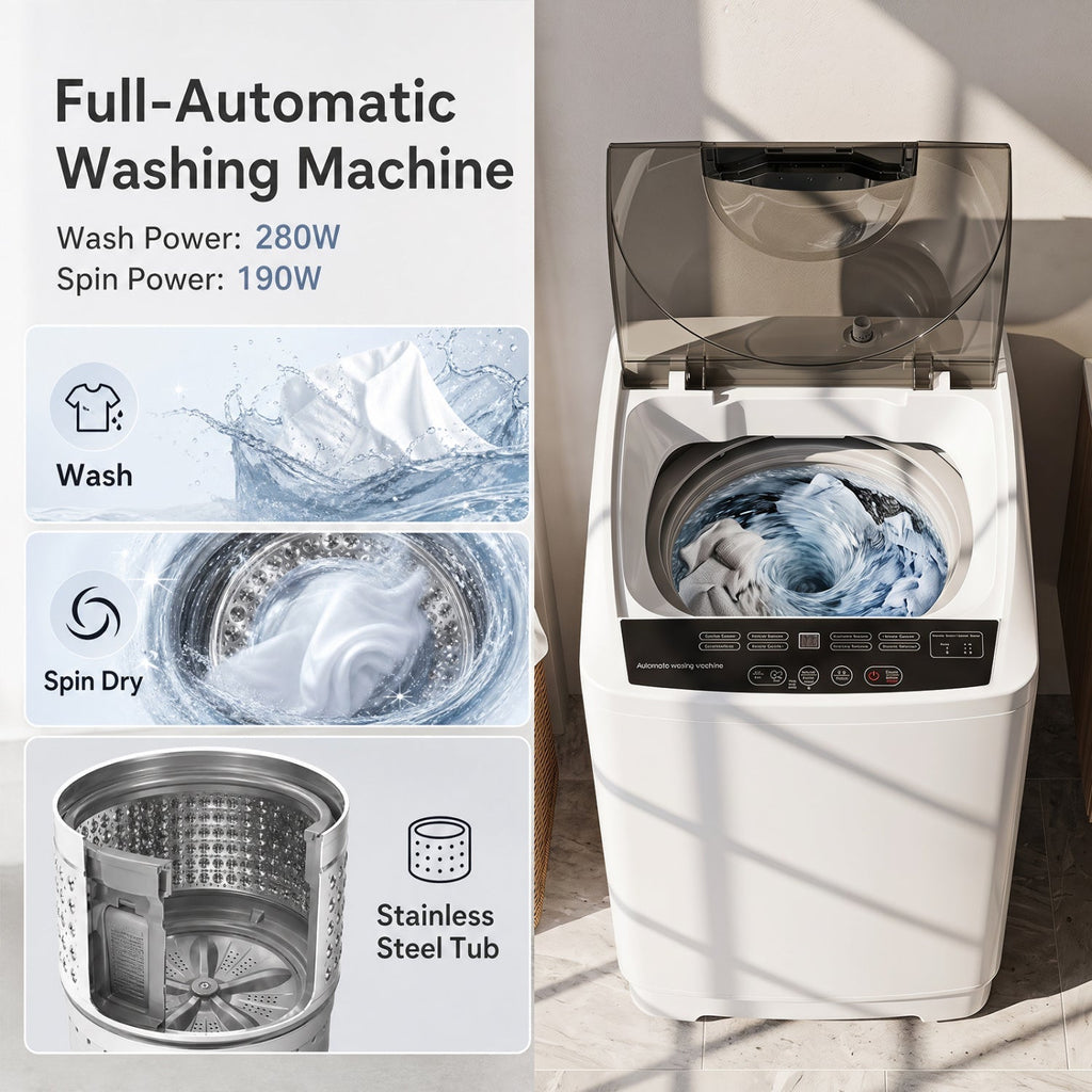 9.93 lbs Full Automatic Washing Machine with 8 Programs