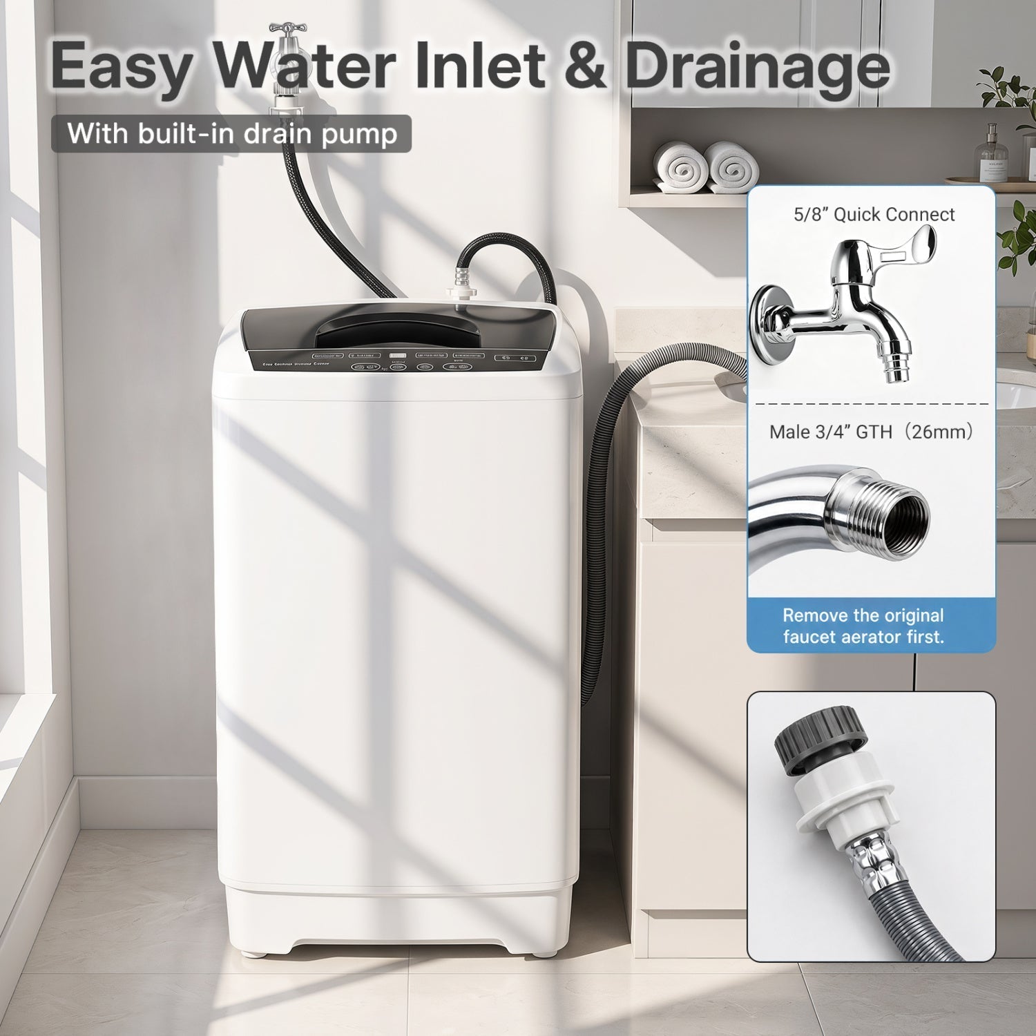 9.93 lbs Full Automatic Washing Machine with 8 Programs
