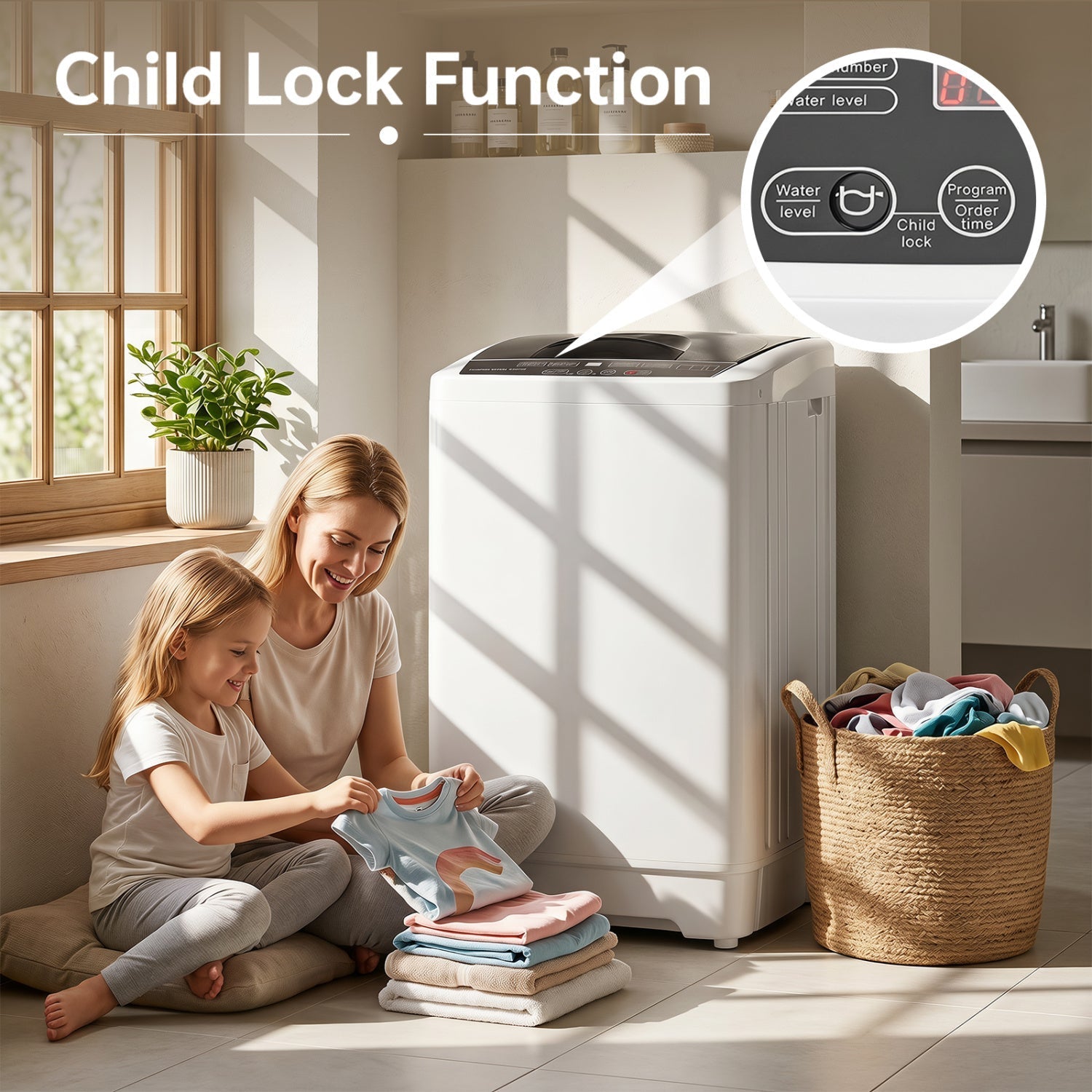 9.93 lbs Full Automatic Washing Machine with 8 Programs