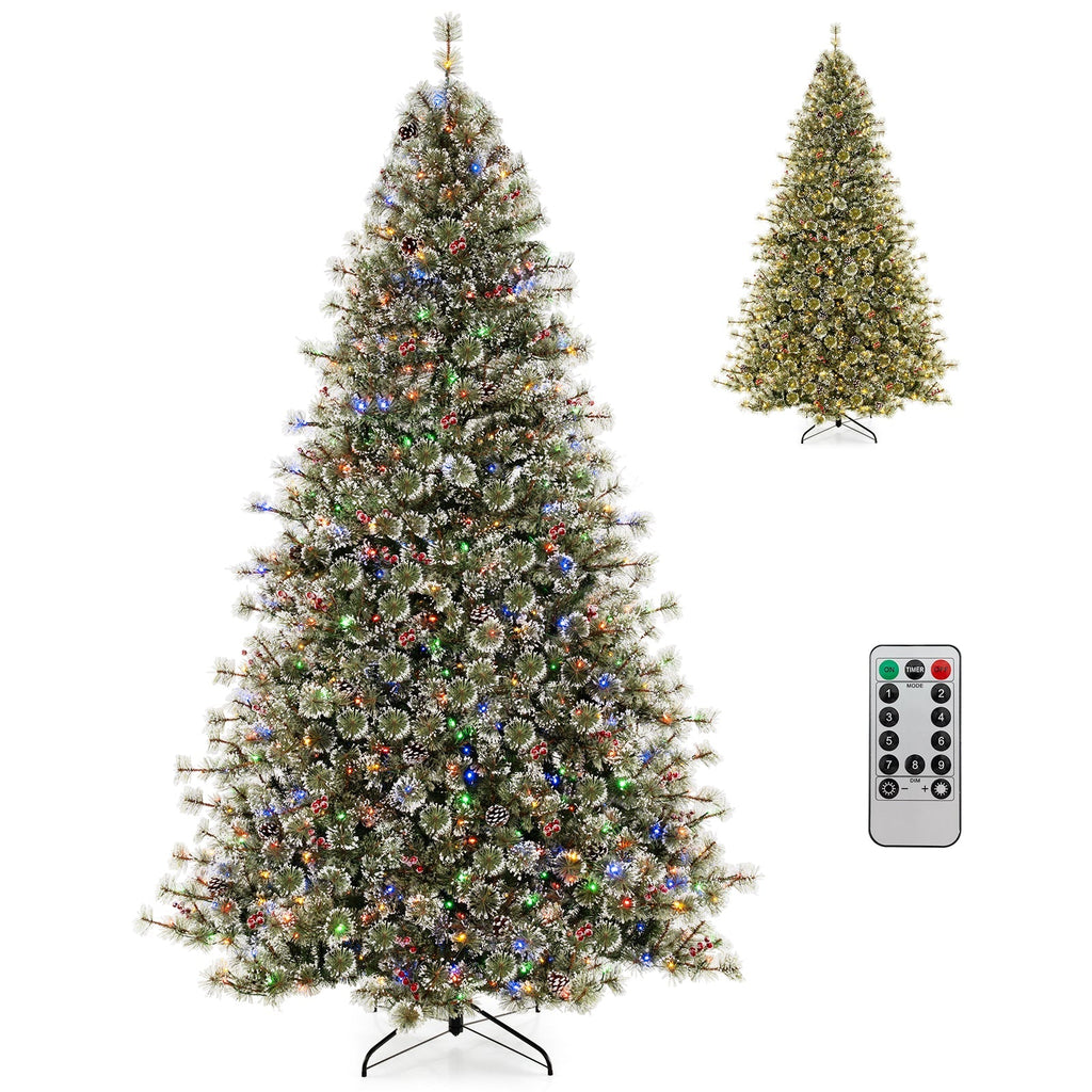 6/7.5/9 FT Artificial Christmas Tree Pre-Lit Hinged Holiday Tree with 360° Quick Power Connector