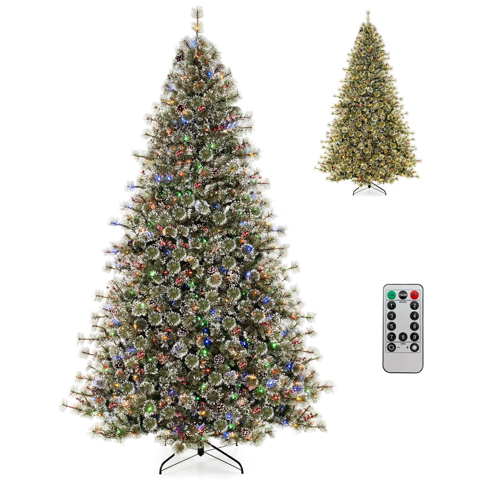 6/7.5/9 FT Artificial Christmas Tree Pre-Lit Hinged Holiday Tree with 360° Quick Power Connector