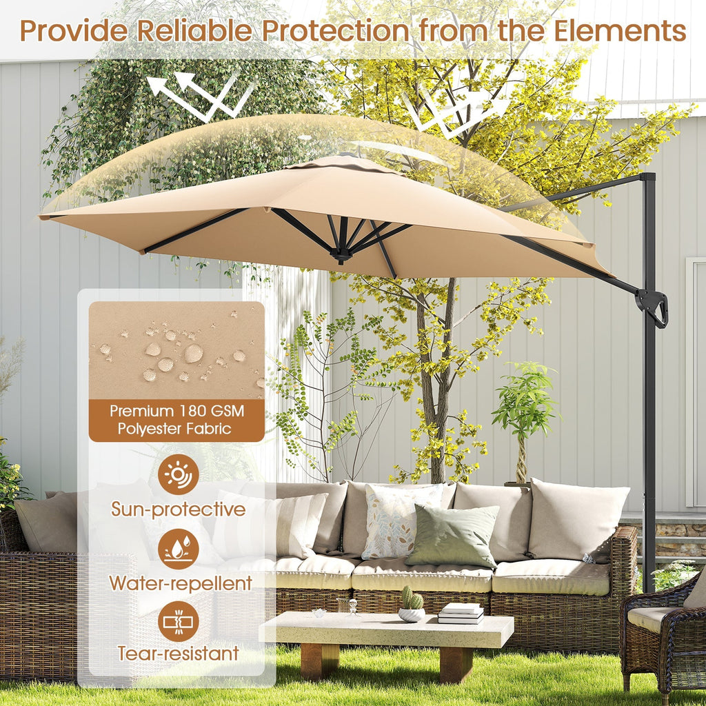9 FT Cantilever Patio Umbrella with Vented Top and Sun-Protective Canopy