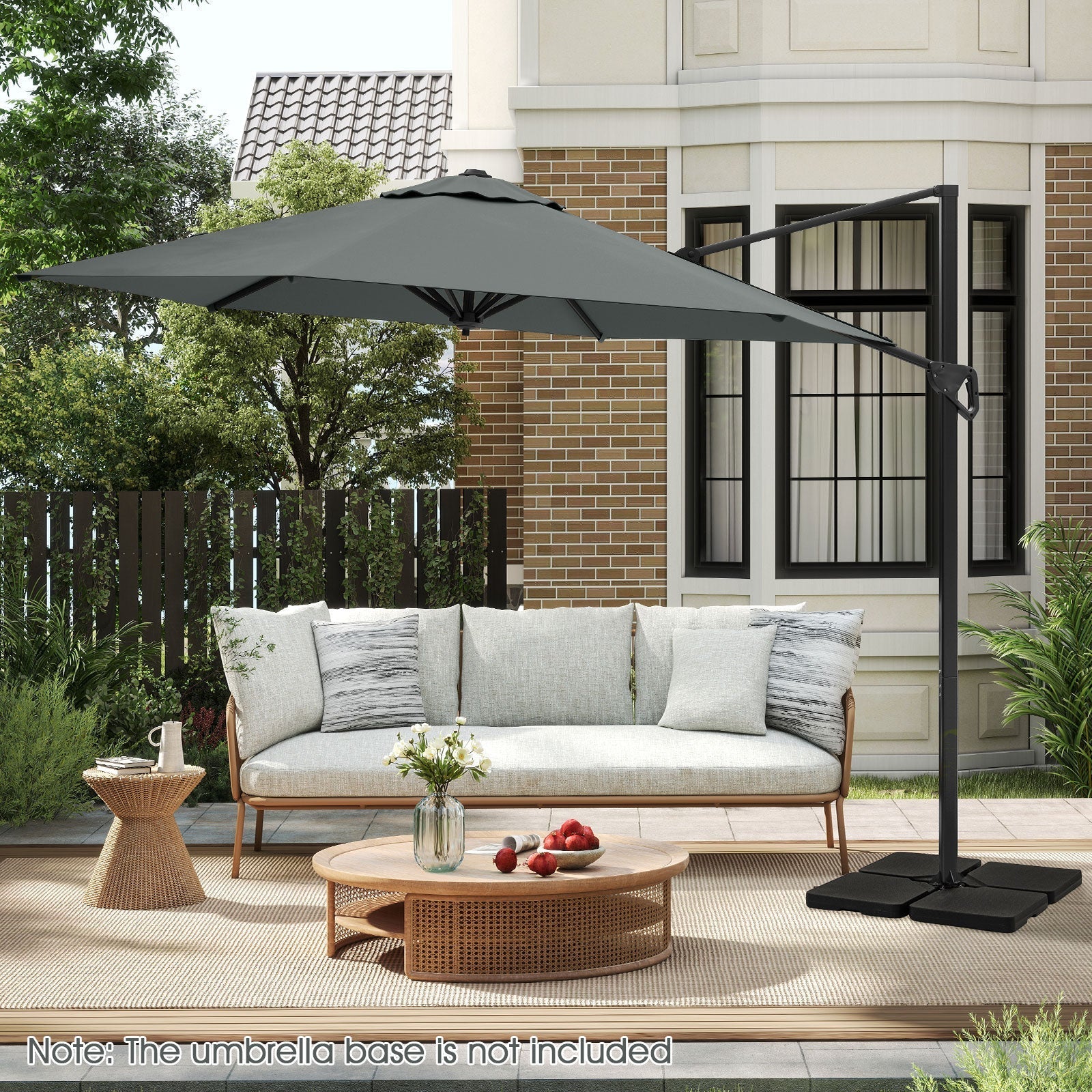 9 FT Cantilever Patio Umbrella with Vented Top and Sun-Protective Canopy