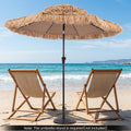 Thatched Tiki Umbrella 9 FT with Solar LED Lights