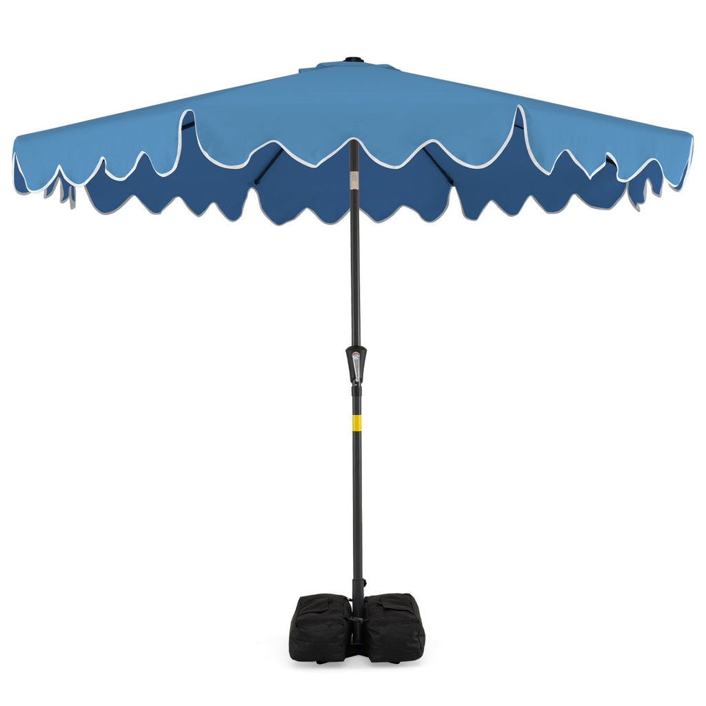 9 Feet Patio Umbrella with Weighted Base and Sandbags