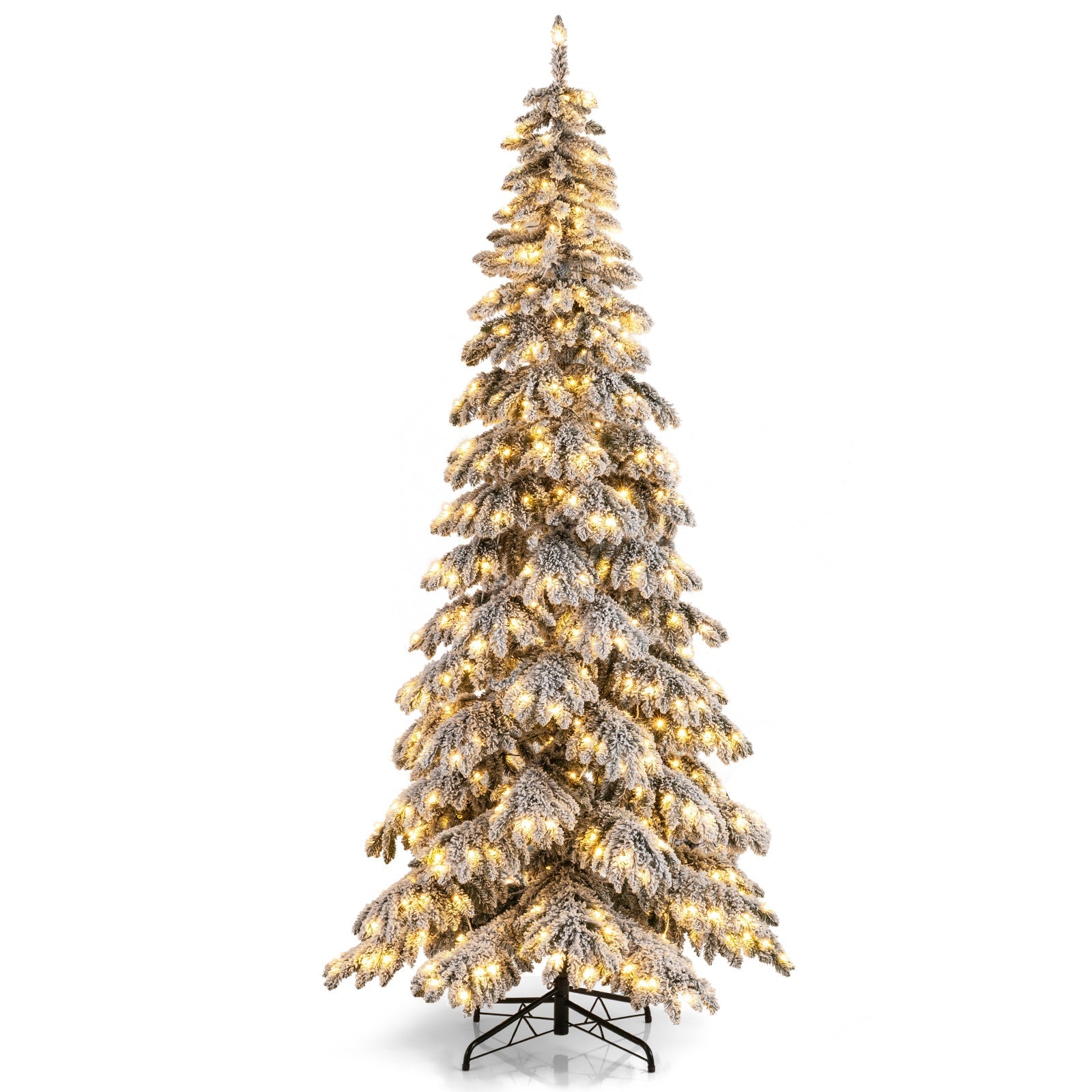 9 Feet Pre-Lit Artificial Xmas Tree Hinged Xmas Tree with Quick Power Connectors