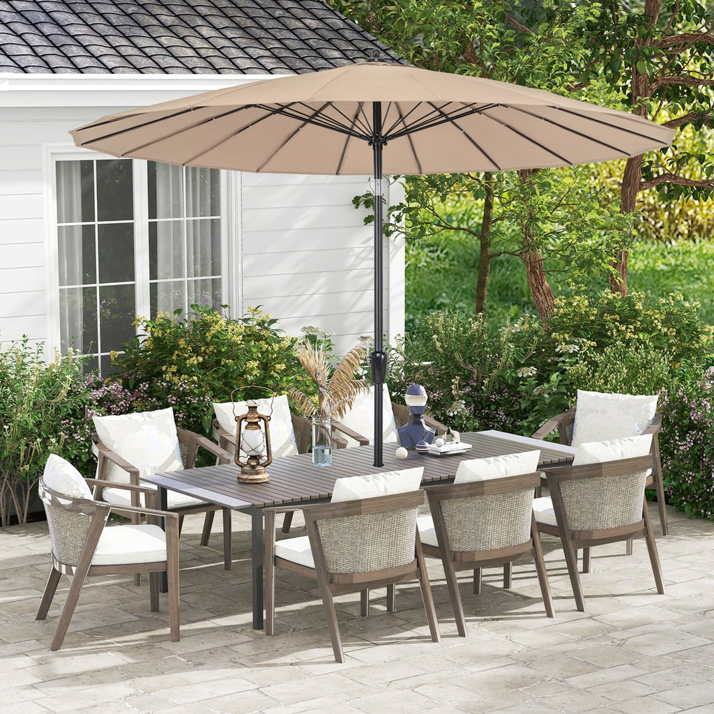 9 Feet Round Patio Umbrella with 18 Fiberglass Ribs