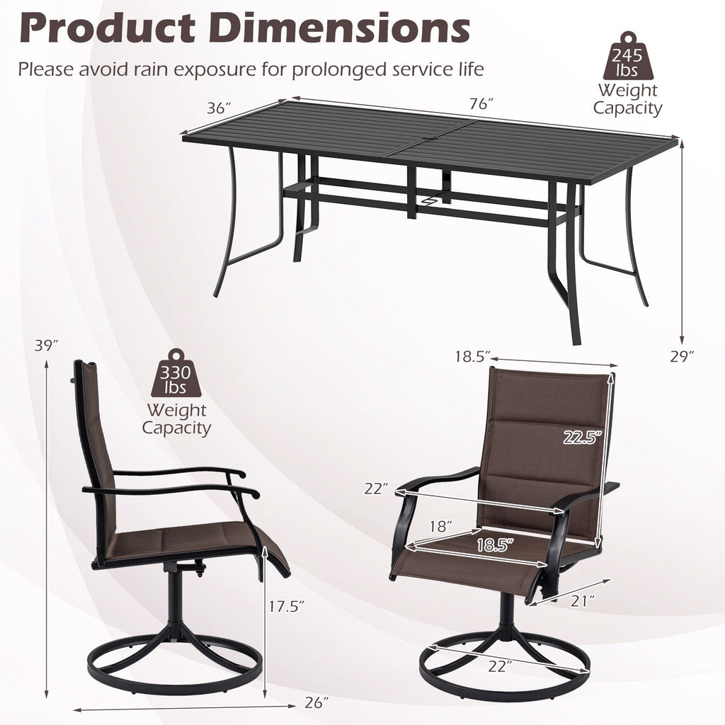 9-Piece Outdoor Dining Set for 8 with Umbrella Hole and 8 Chairs