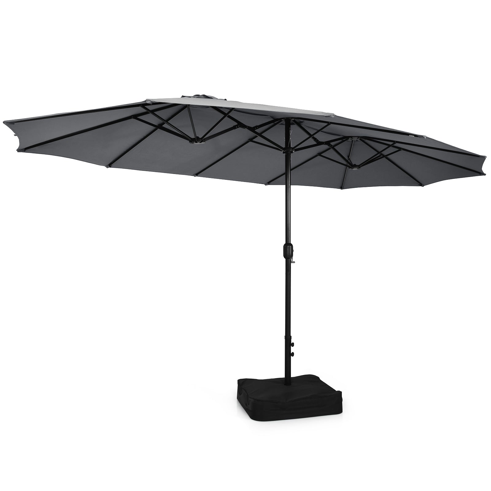 10 Piece Outdoor Dining Set with 15 Feet Double-Sided Twin Patio Umbrella