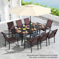 9 Pieces Patio Dining Set for 8 Outdoor Rectangular Table and Stackable Chairs