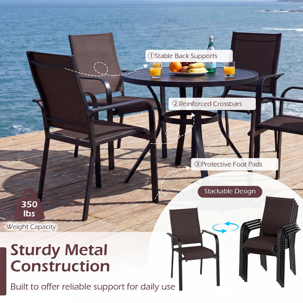9 Pieces Patio Dining Set for 8 Outdoor Rectangular Table and Stackable Chairs