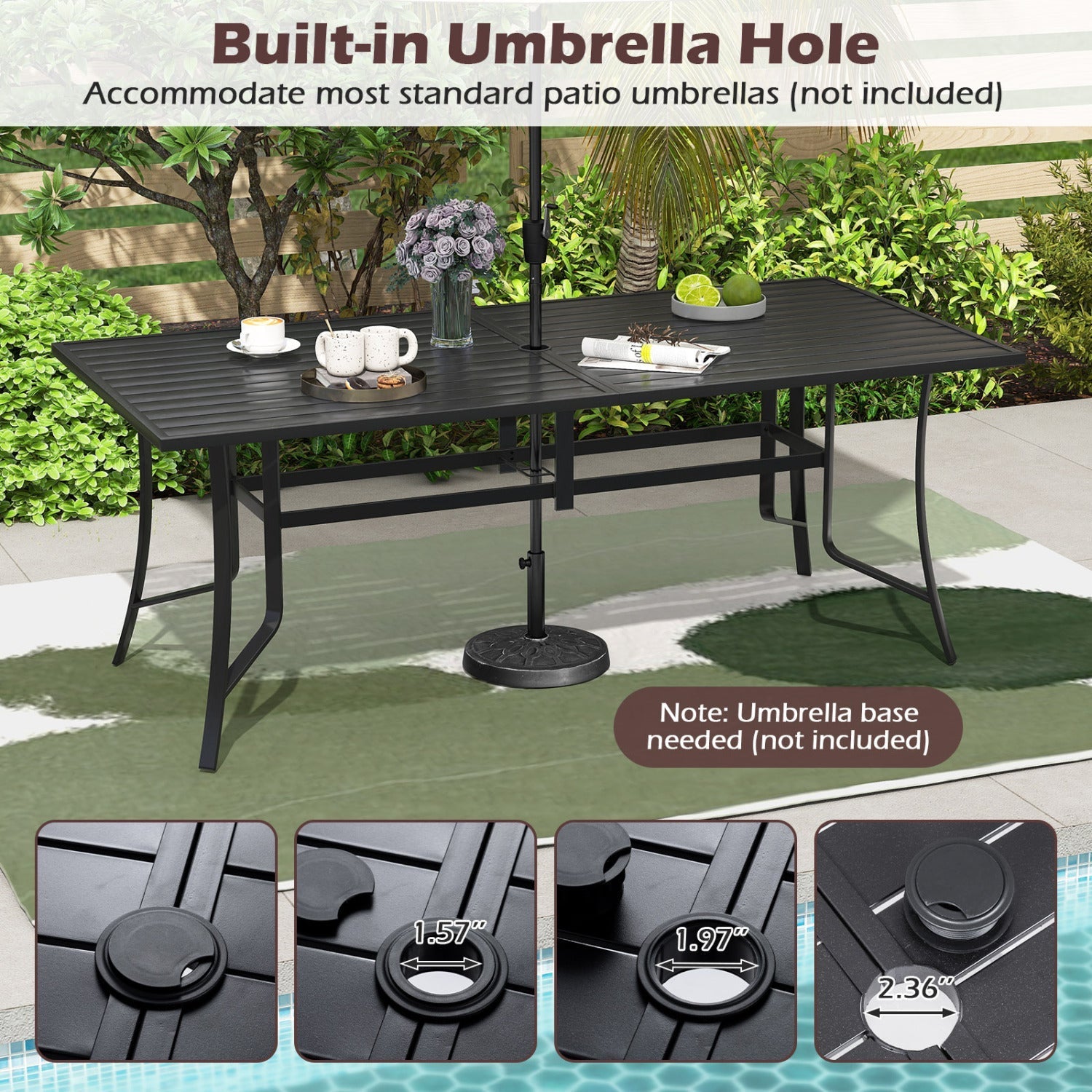 9 Pieces Patio Dining Set for 8 Outdoor Rectangular Table and Stackable Chairs