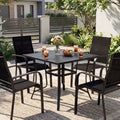 5 Pieces Patio Dining Set for 4 Outdoor Square Table and Stackable Chairs
