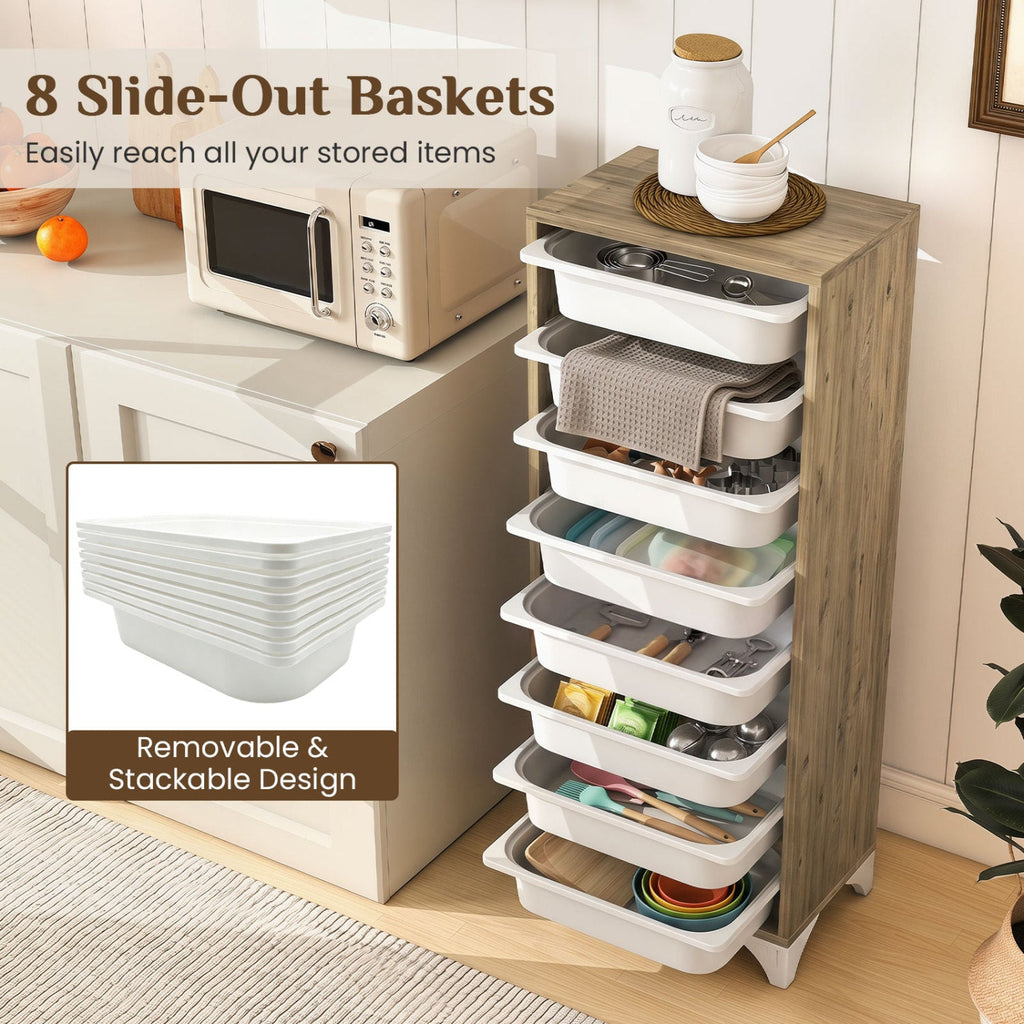 9-Tier Fruit & Vegetable Storage Rack with Slide-Out Baskets