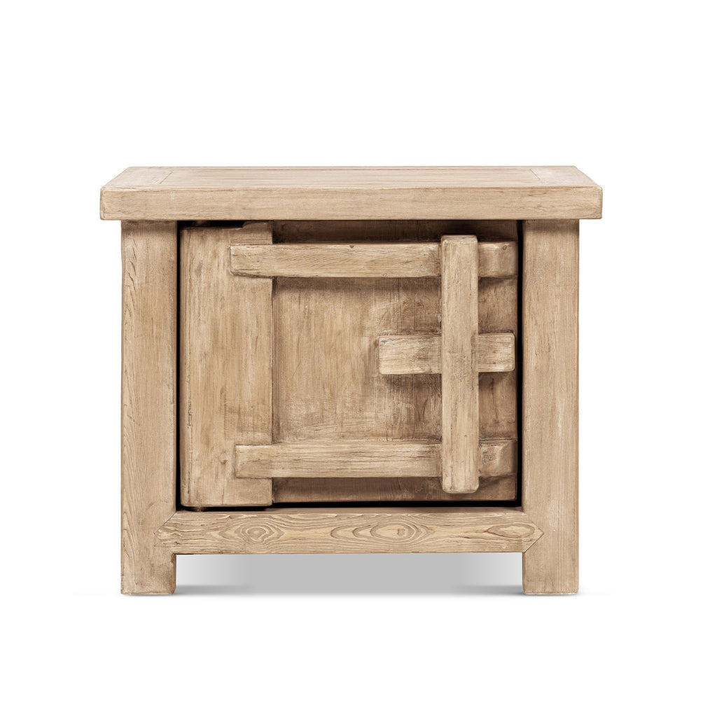 Heritage Light Reclaimed Pine Side Table with Dimensional Geometric Design