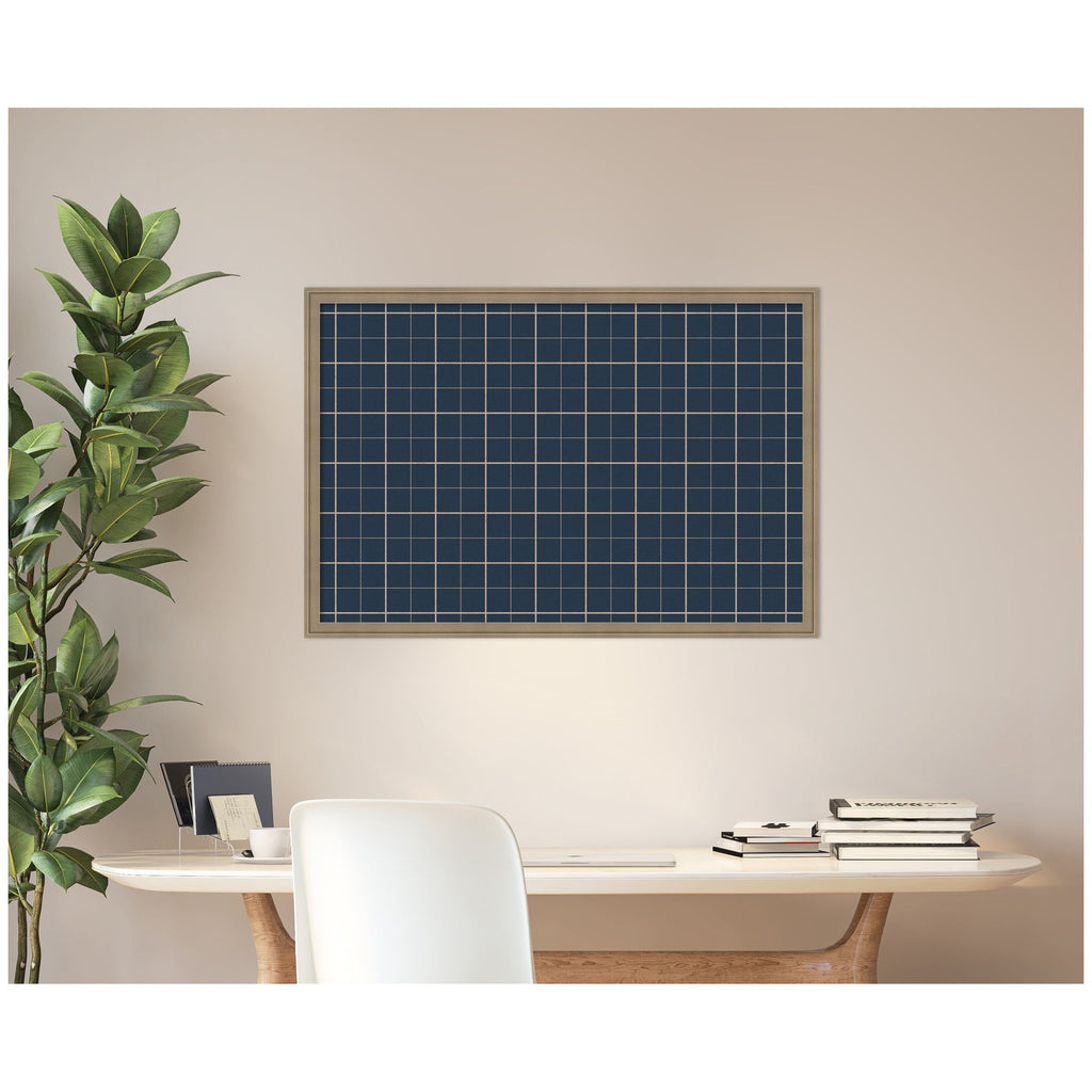 Framed Fabric Pinboard Navy Blue Plaid Wall Organization