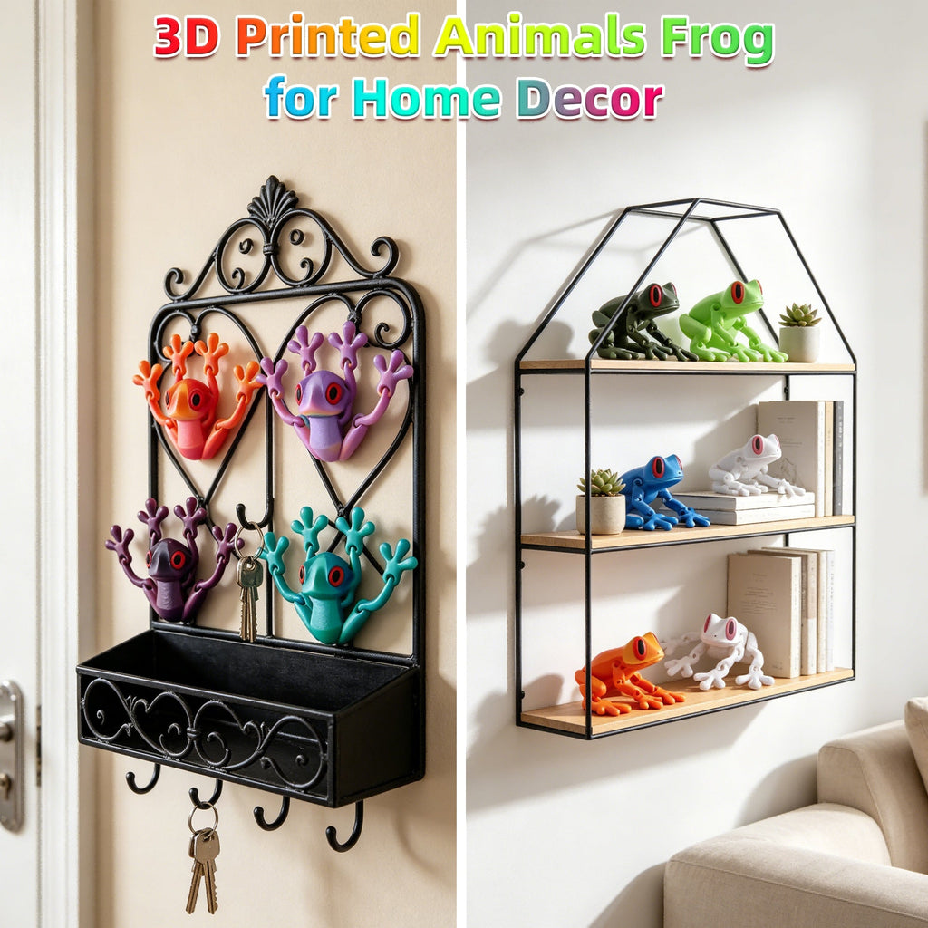 Large 3D Printed Frog Fridge Magnet, Articulated Tree Frog Magnetic Refrigerator Decoration, Cute Animal Magnet For Kitchen Locker Office Decor
