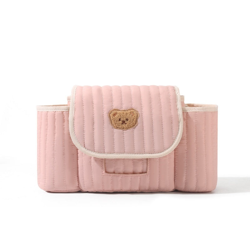 Zippered Embroidered Quilted Mommy Bag Baby Stroller Hanging Bag