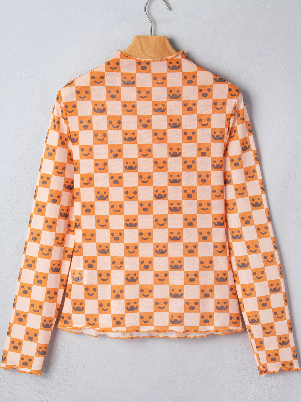 Abstract Halloween Pattern Long Sleeve Mock Neck Blouse
