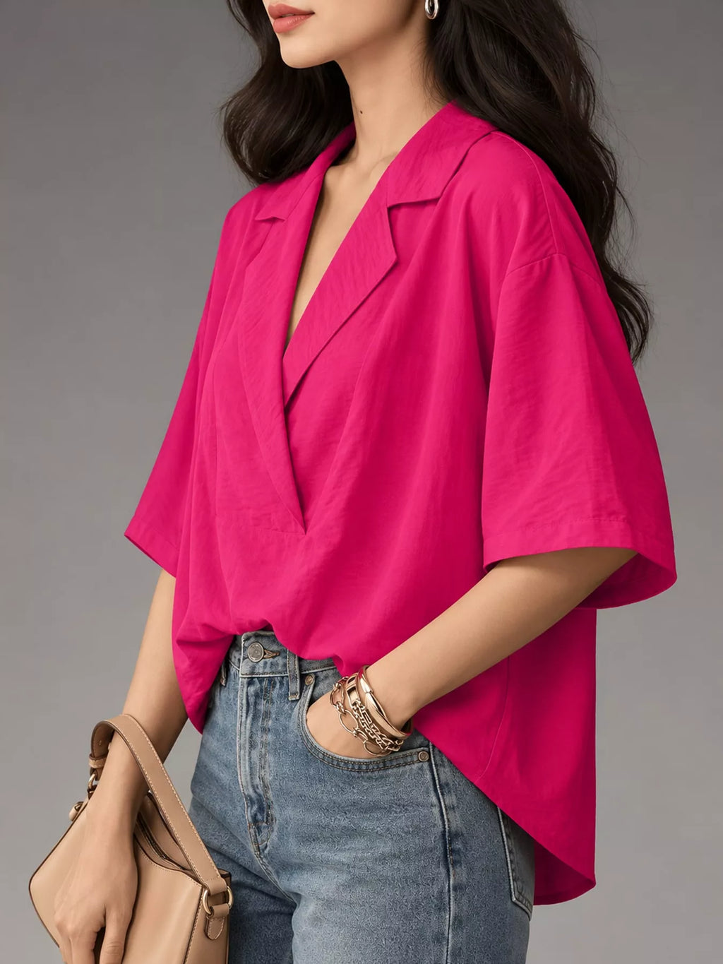 Half Sleeve Oversized Blouse