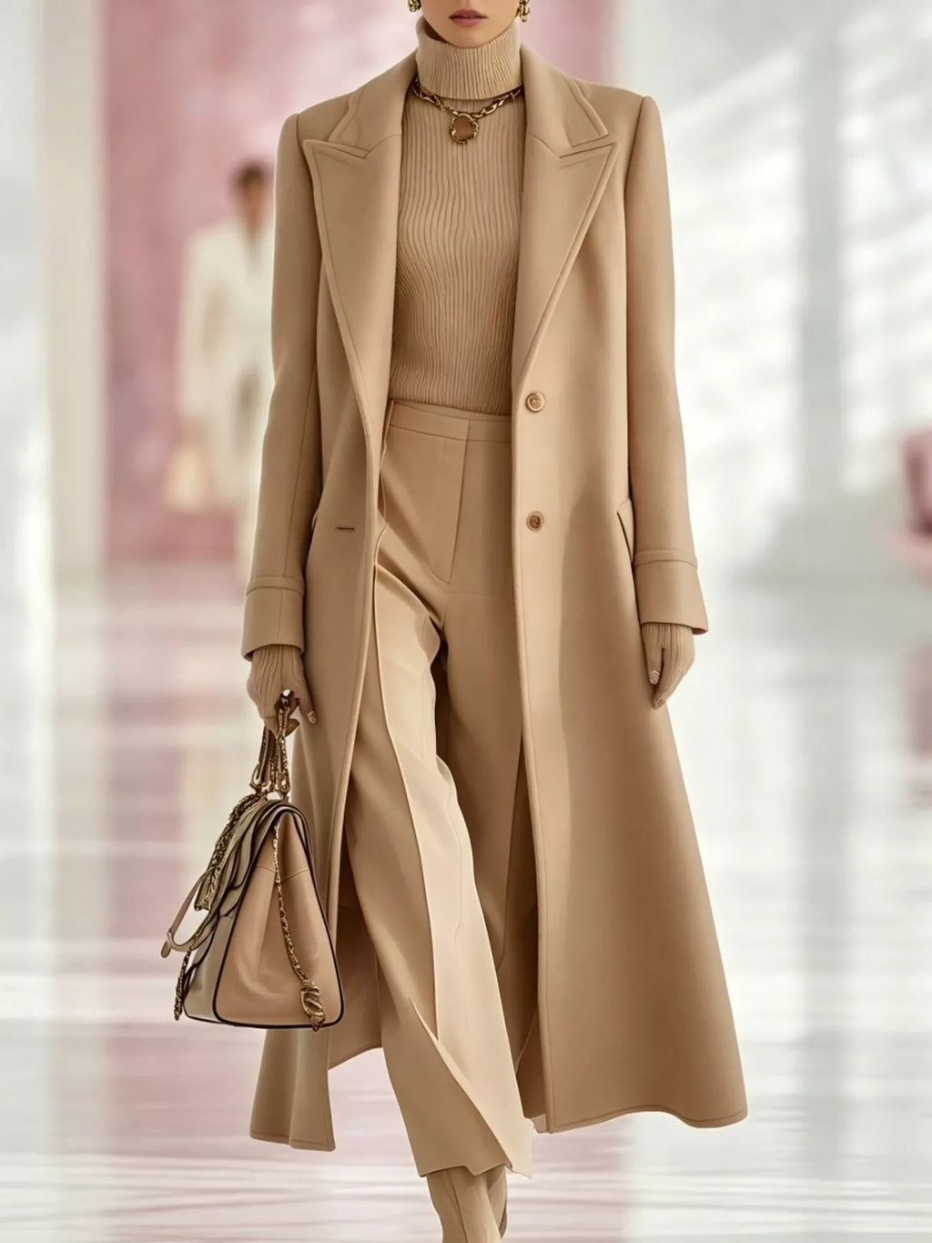 Lapel Collar Longline Coat