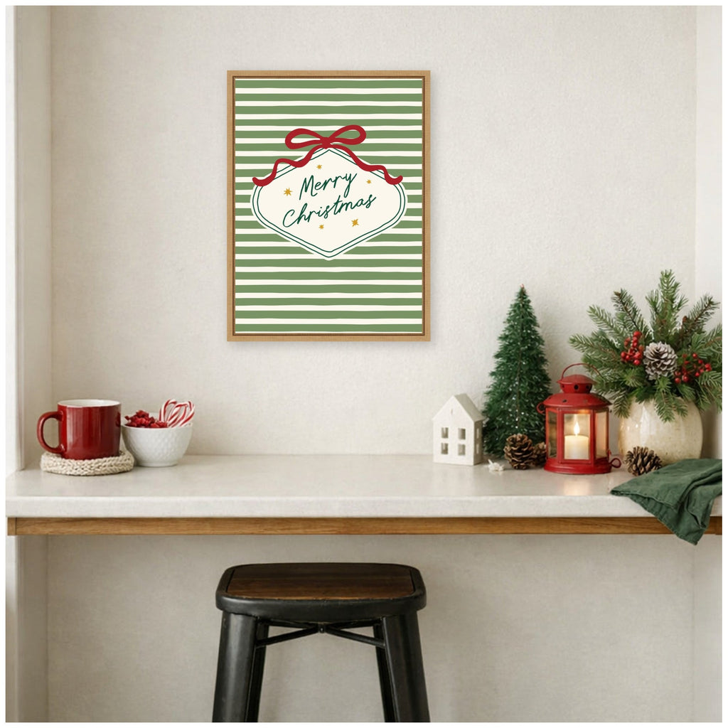 Merry Christmas Ornament by Lucky Guava Framed Canvas Wall Art Print