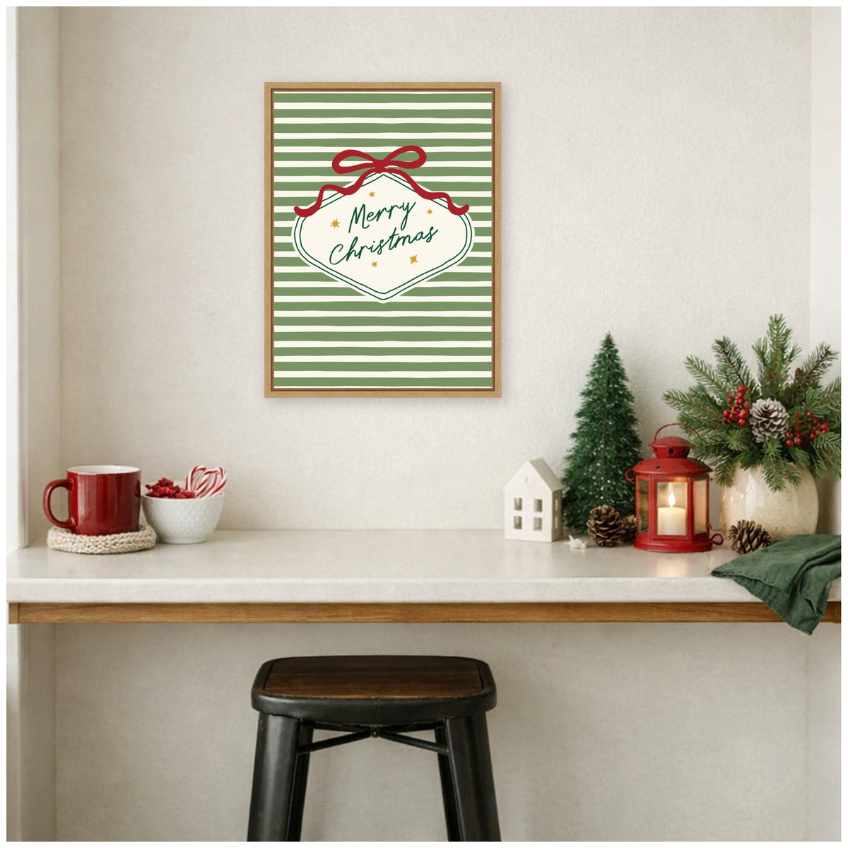 Merry Christmas Ornament by Lucky Guava Framed Canvas Wall Art Print