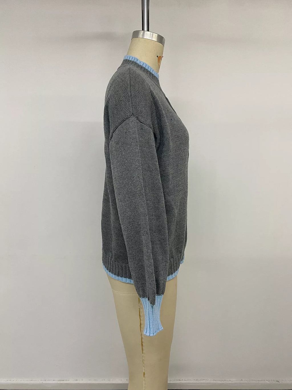 Contrast Trim Crew Neck Sweater