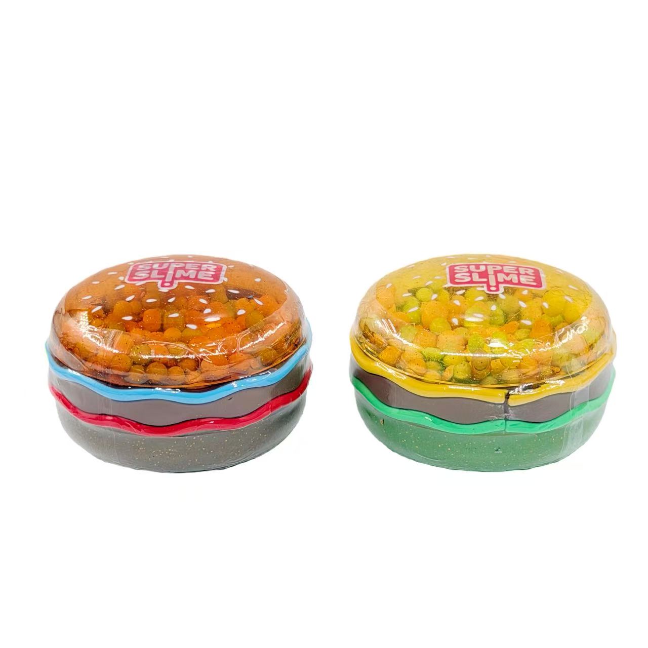 Simulation Burger Shaped Slime Toy With Colorful Foam Beads, Kids DIY Sensory Stress Relief Fidget Toy