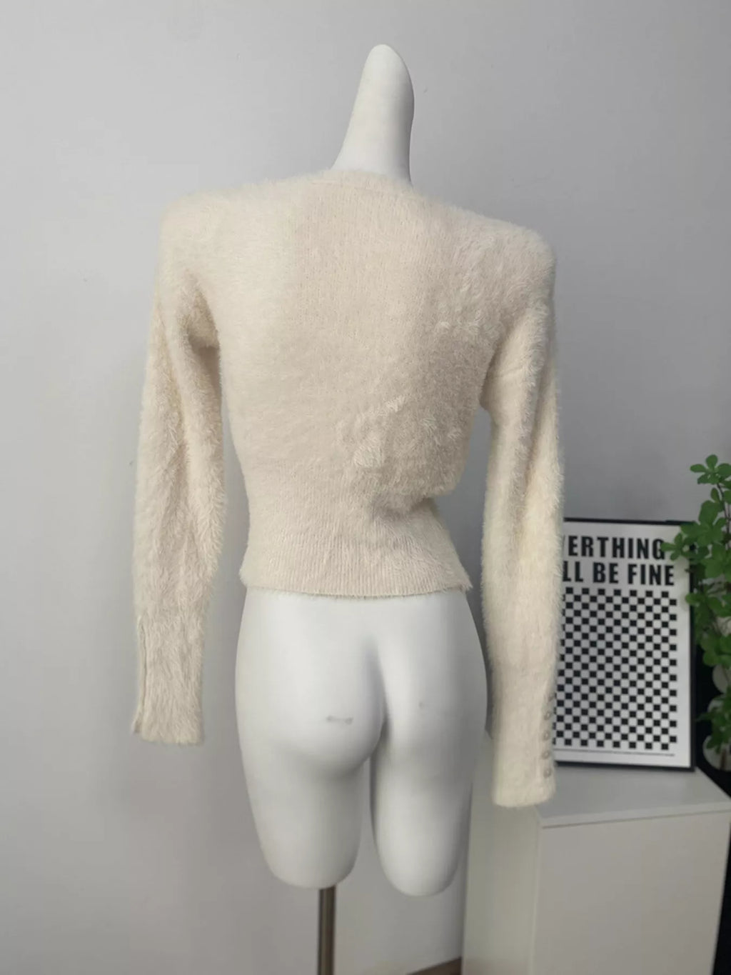 Soft Fuzzy Button-Down Cropped Cardigan