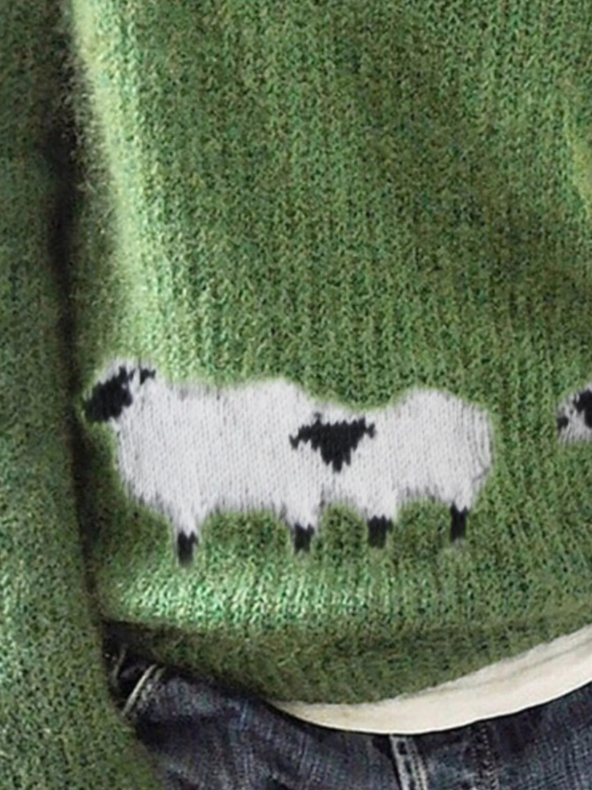 Full Size Sheep Pattern Round Neck Sweater Plus Size