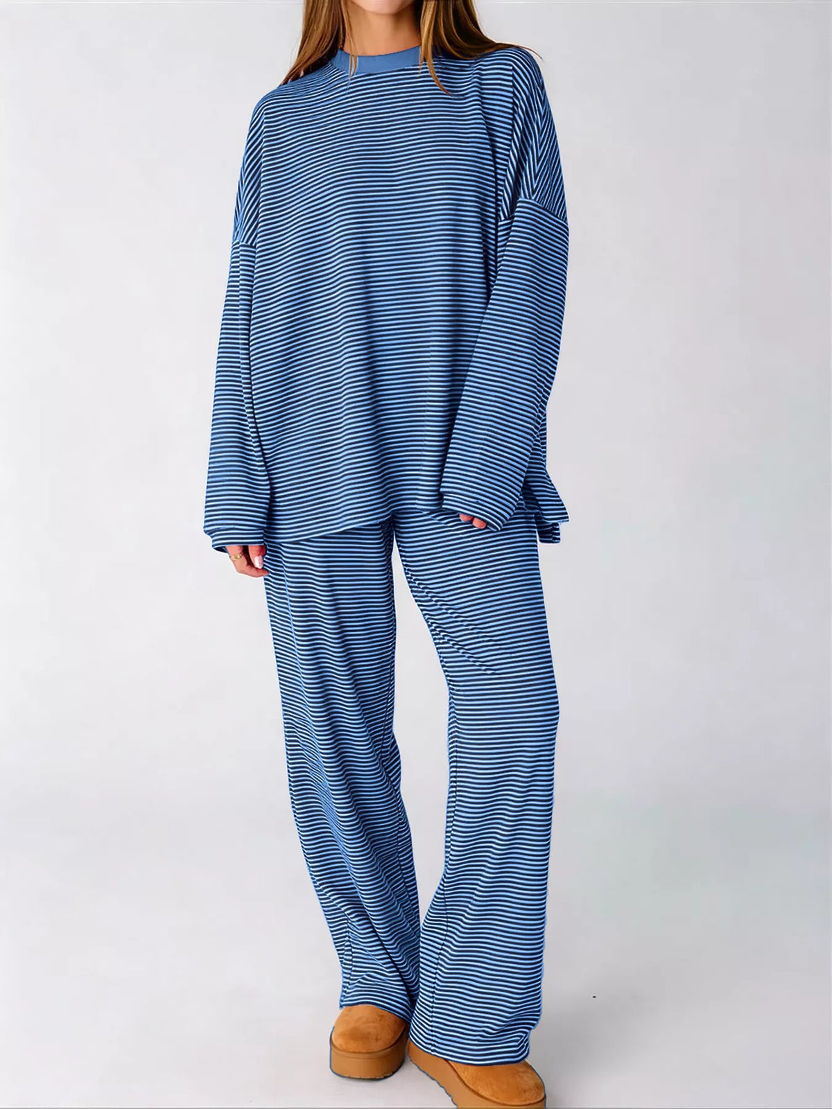 Striped Long Sleeve Top and Pants Set