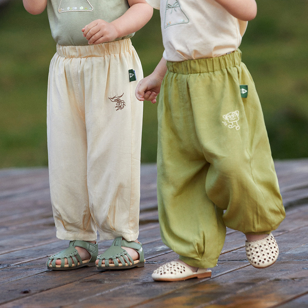 Childrens Mosquito-Proof Pants Solid-Color Casual Trousers