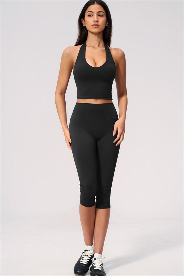 The Twirl Wide Strap Halter Crop Top