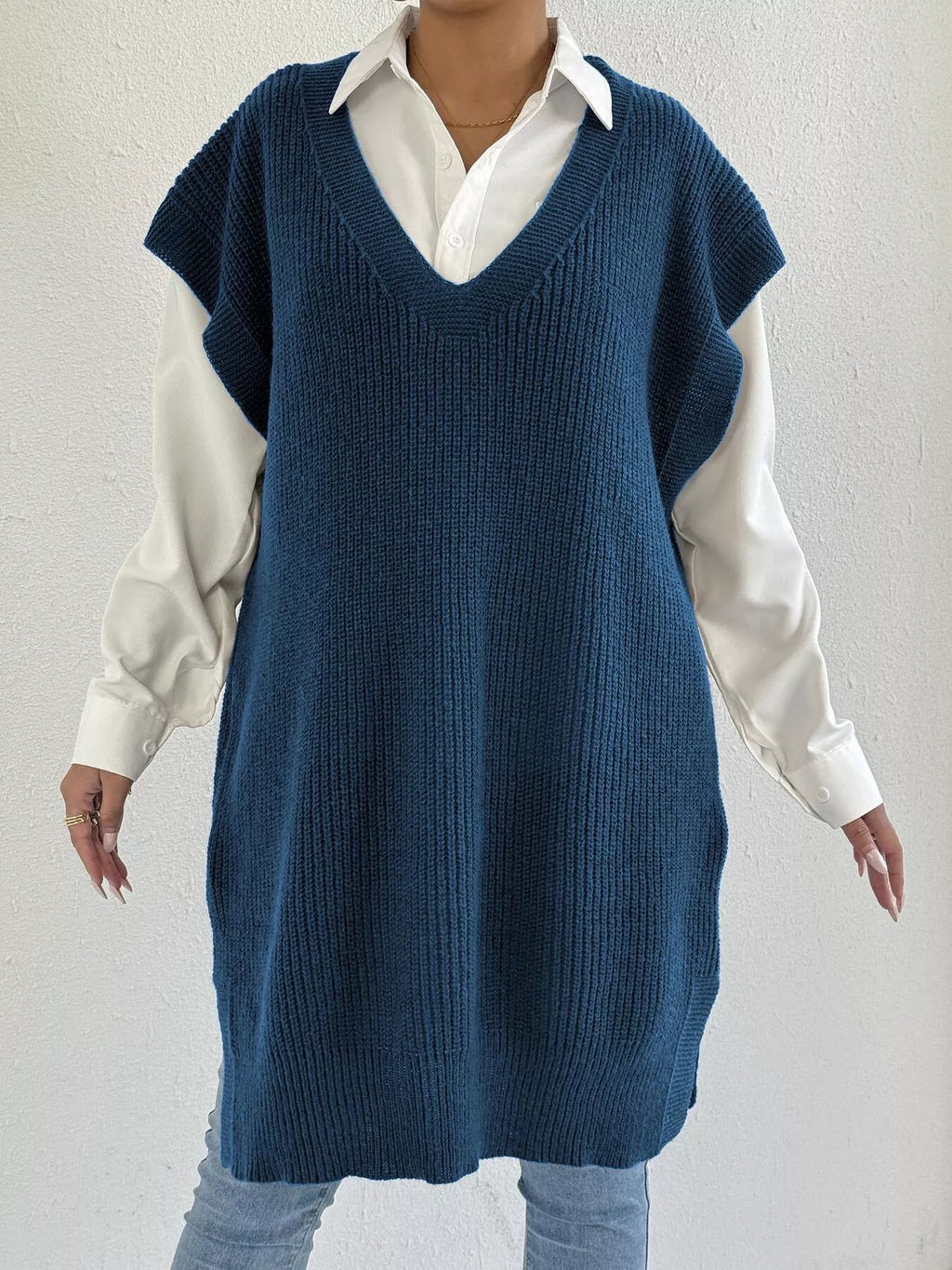 Oversized V-Neck Sweater Vest