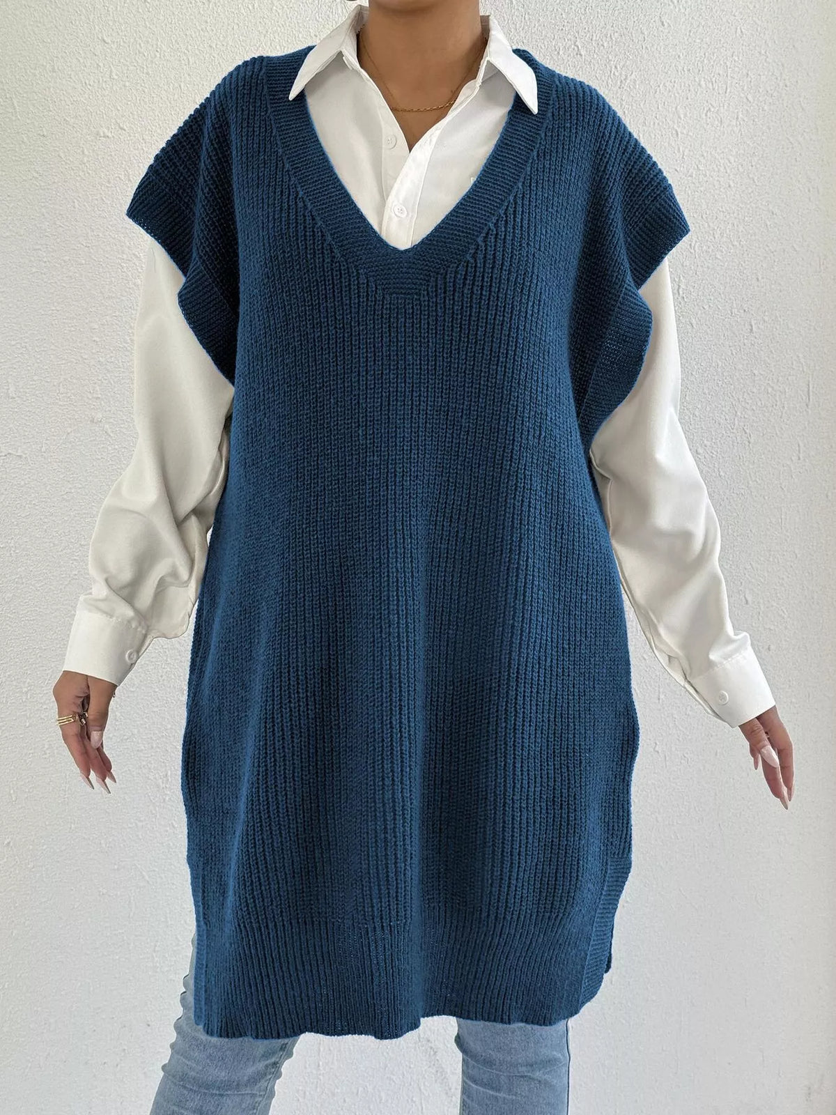 Oversized V-Neck Sweater Vest