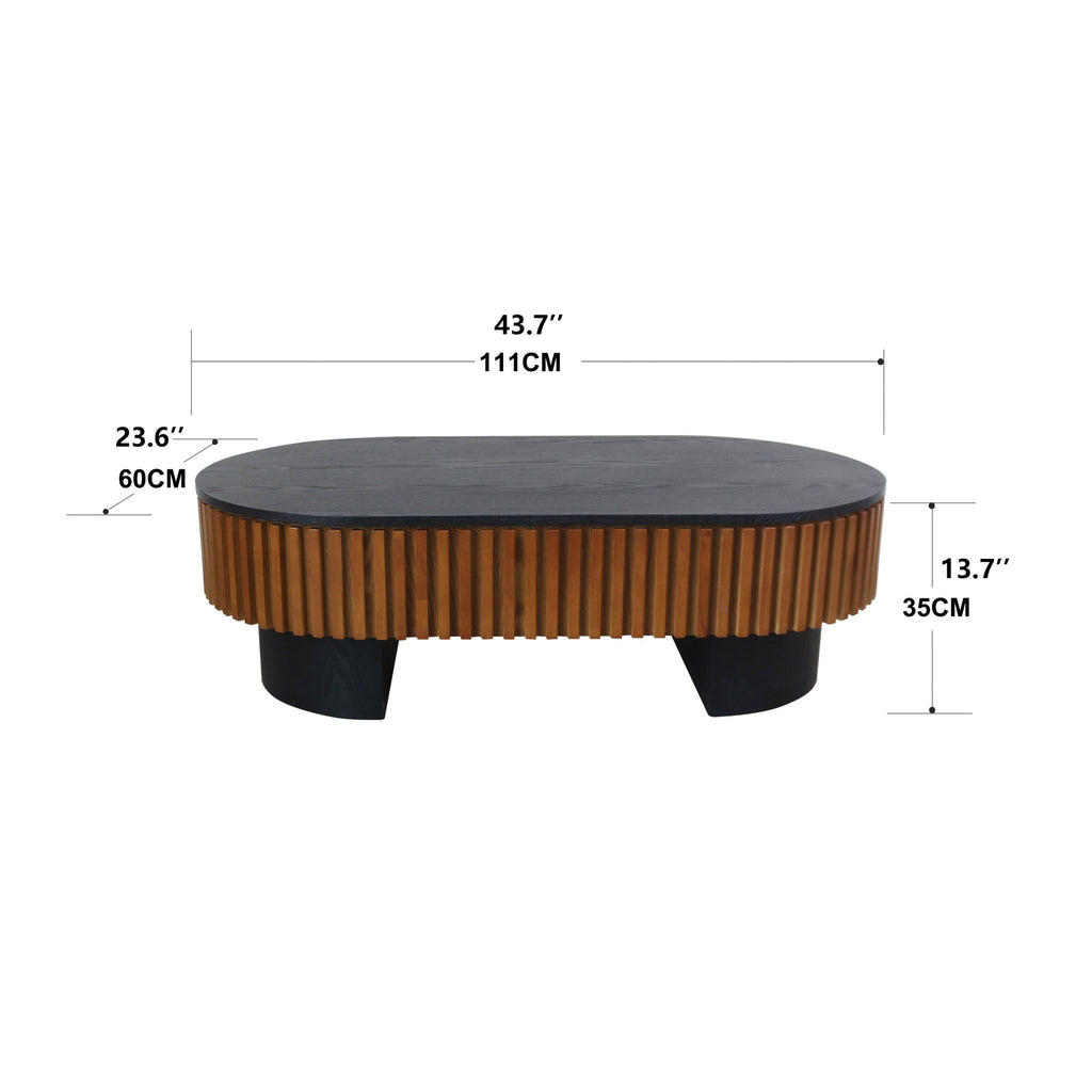 Elliptical Living Room Coffee Table With Hidden Storage And Removable Tabletop
