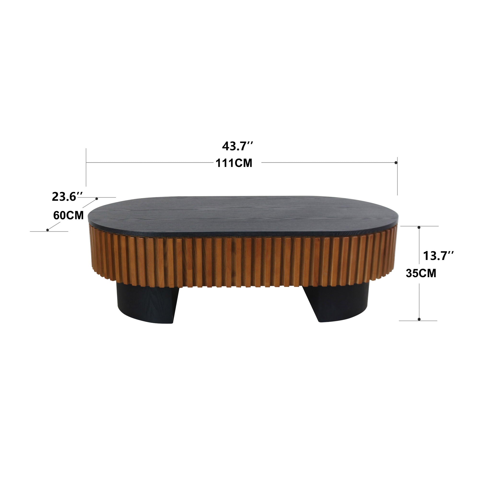 Elliptical Living Room Coffee Table With Hidden Storage And Removable Tabletop