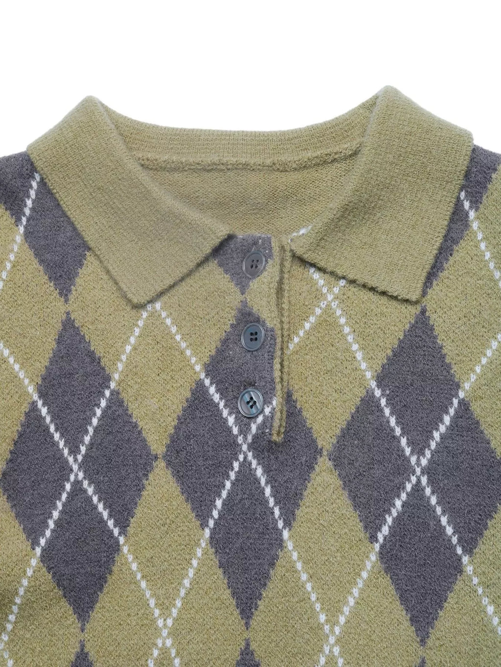 Argyle Pattern Collared Knit Sweater