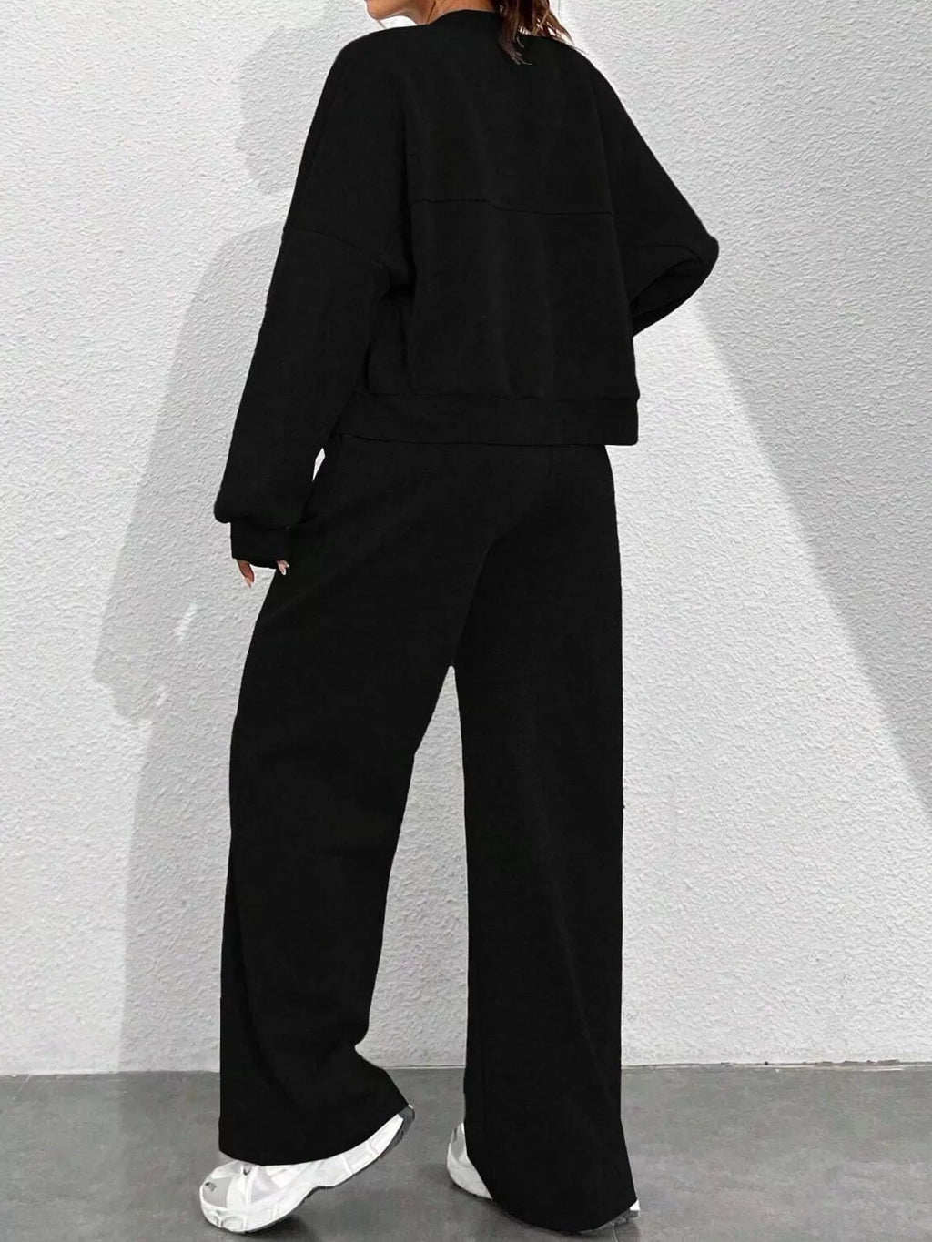 Casual Zip-Up Jacket and Wide-Leg Sweatpants Set