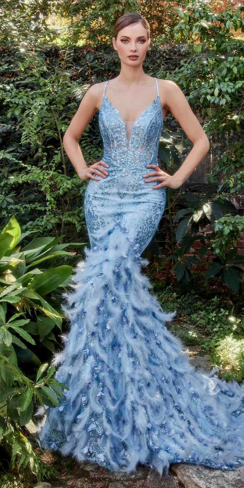 Andrea & Leo A1116 Floor Length Feathered Mermaid Gown