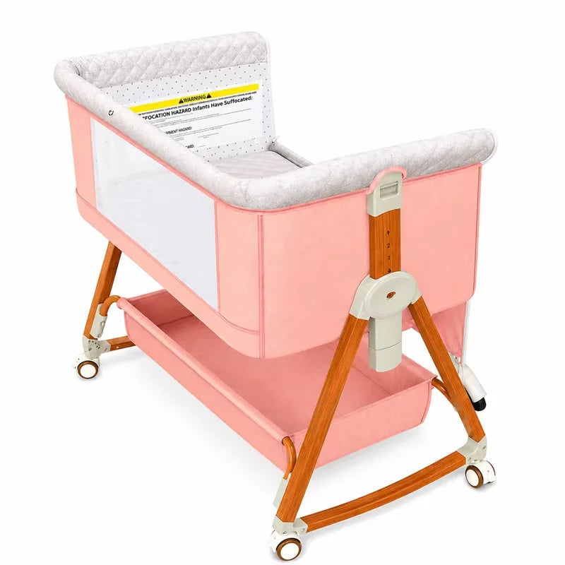 Portable Baby Bassinet 3-In-1 Foldable Crib With Rocking