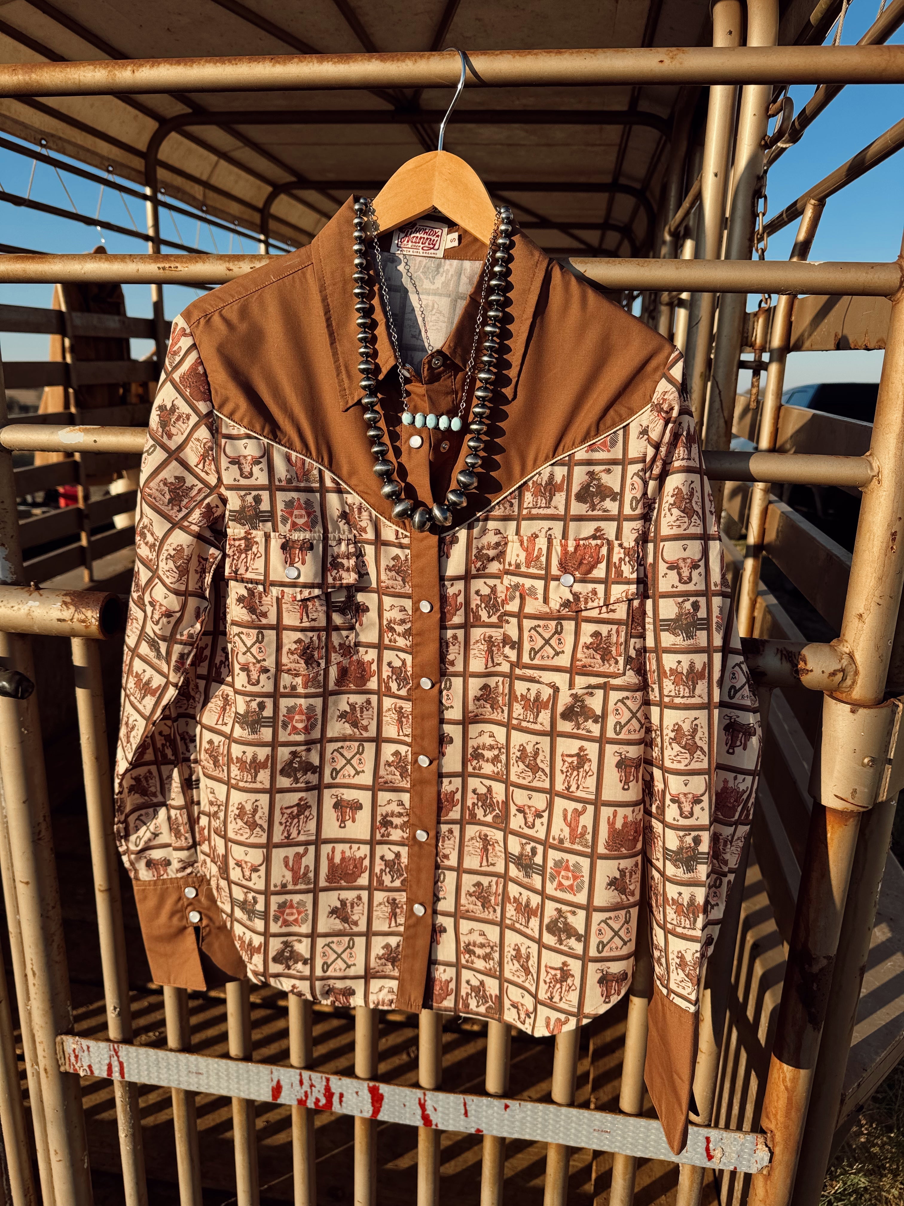 The Western Squares Pearl Snap Top
